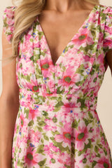 Dancing In The Sun Pink Floral Sleeveless Maxi Dress