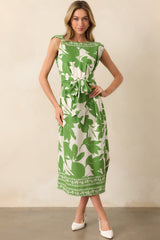 Refined Taste Green Floral Sleeveless Maxi Dress