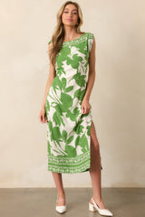 Refined Taste Green Floral Sleeveless Maxi Dress