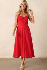 Tailor Made For You Red Button Front Maxi Dress
