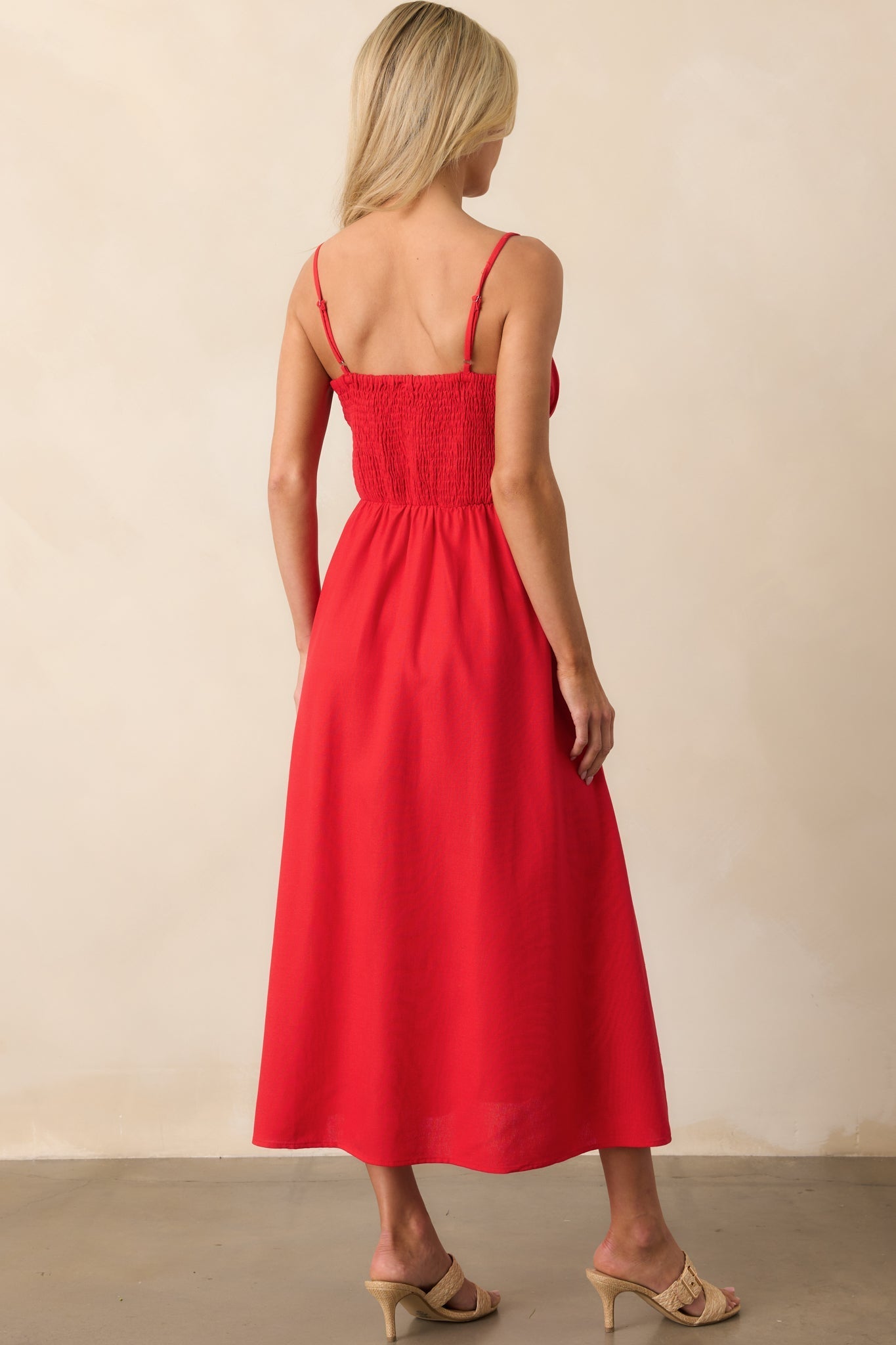 Tailor Made For You Red Button Front Maxi Dress