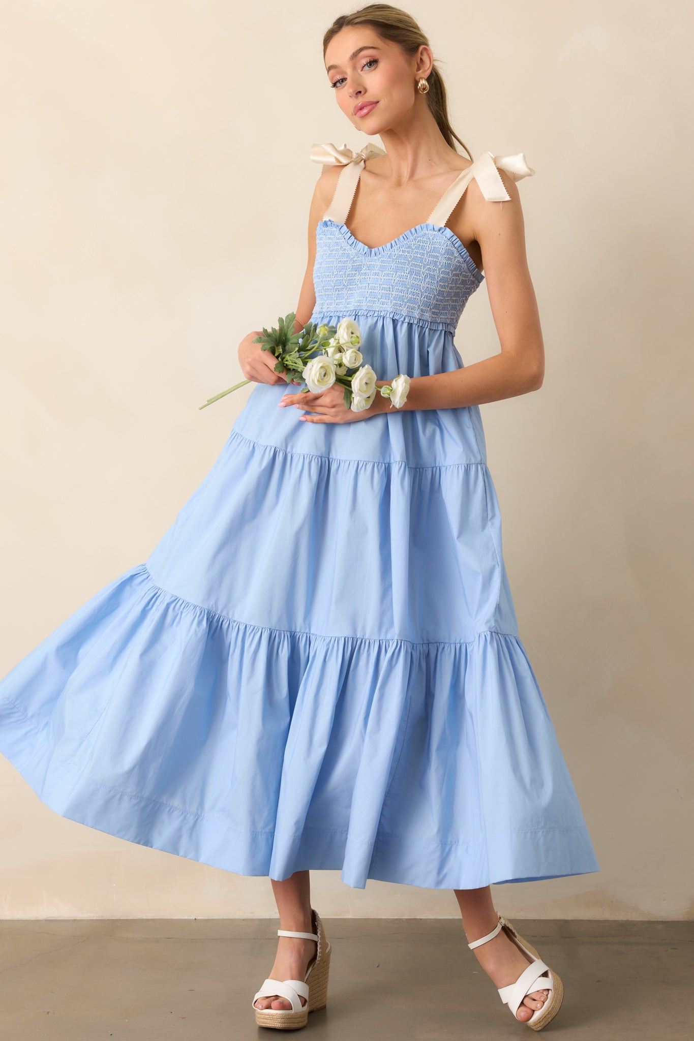The Felicity Light Blue Cotton Midi Dress