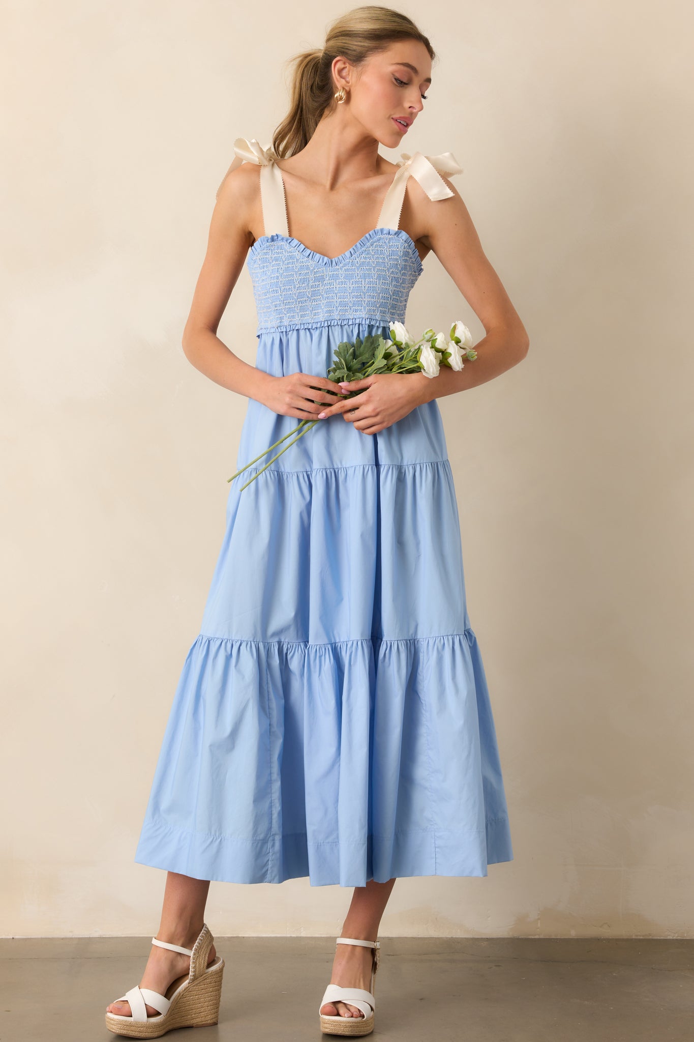 The Felicity Light Blue Cotton Midi Dress