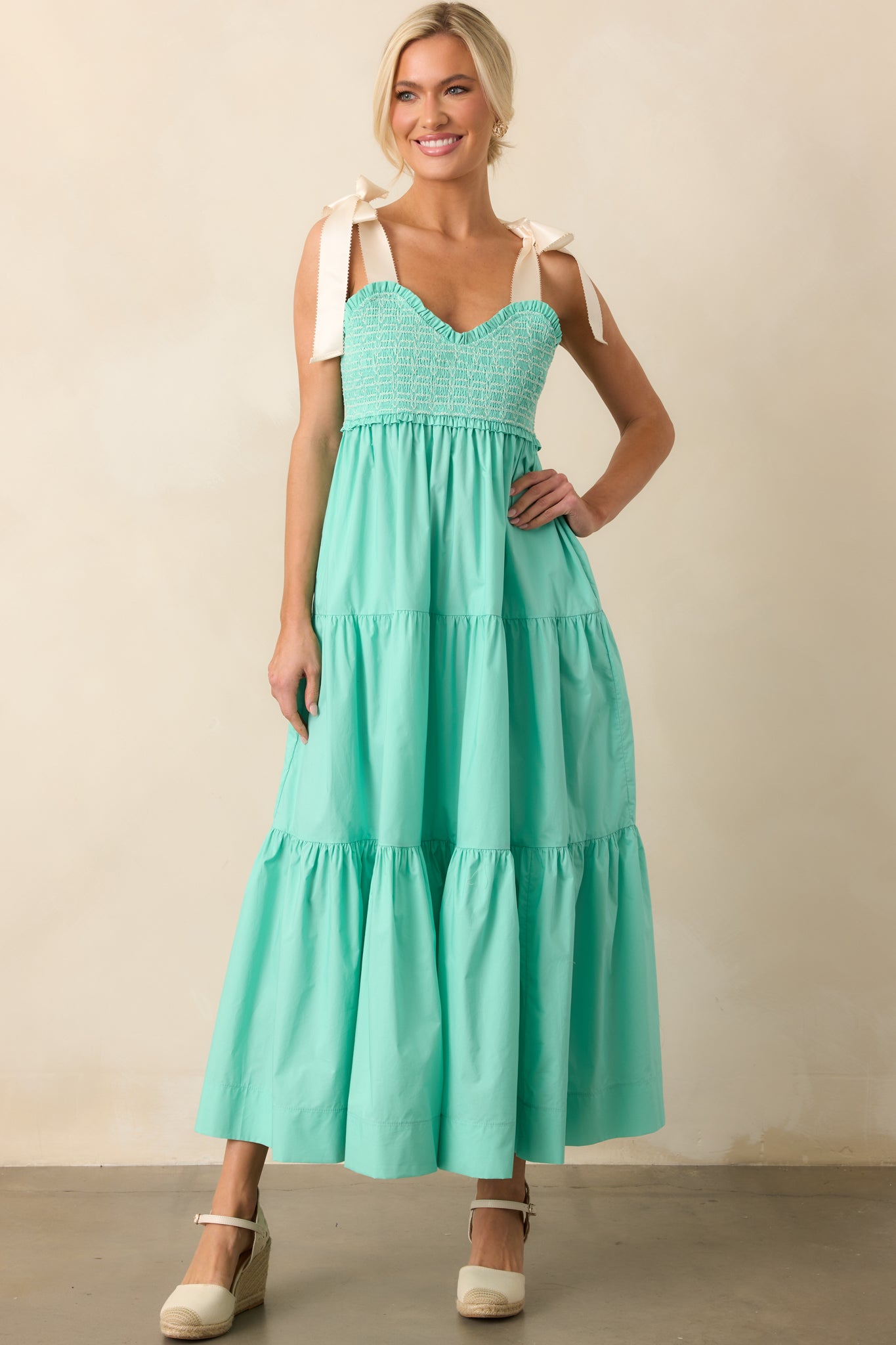 The Felicity Mint Green Cotton Midi Dress