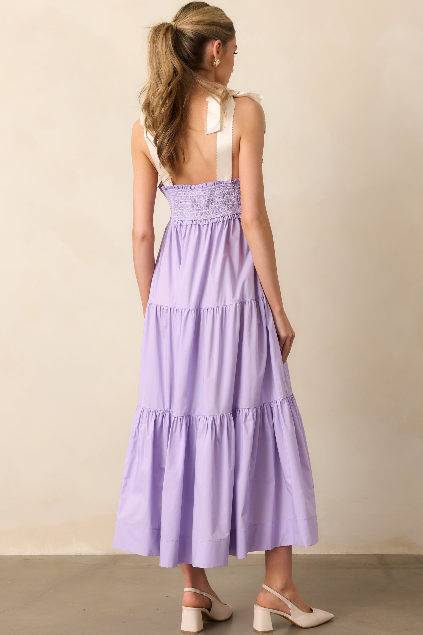 The Felicity Lavender Cotton Midi Dress