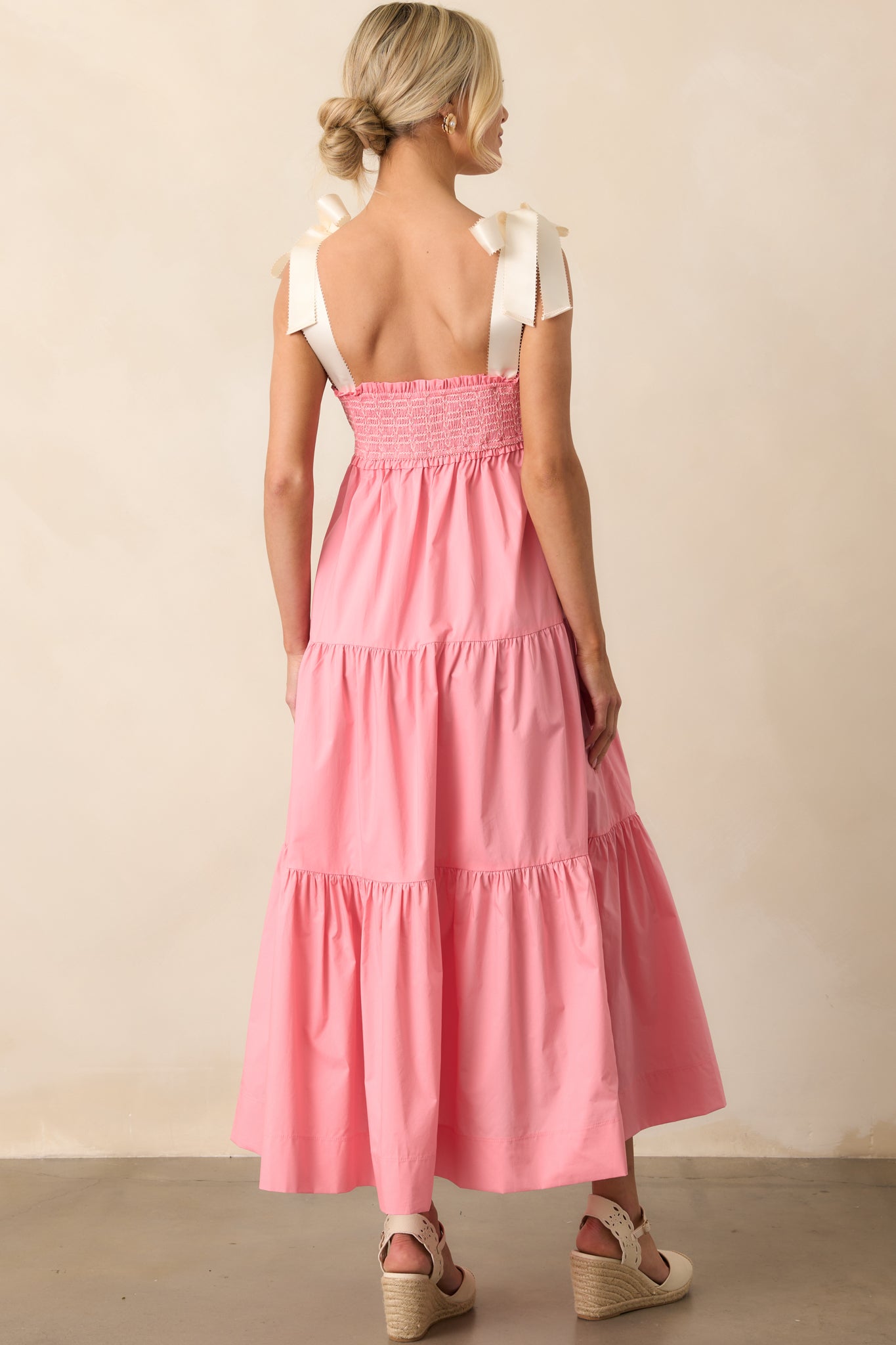 The Felicity Pink Coral Cotton Midi Dress
