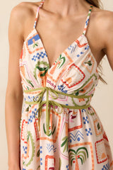 Sweet As Ever Ivory Multi Tropical Print Mini Dress