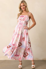 Adair Passport Print Pink Midi Dress
