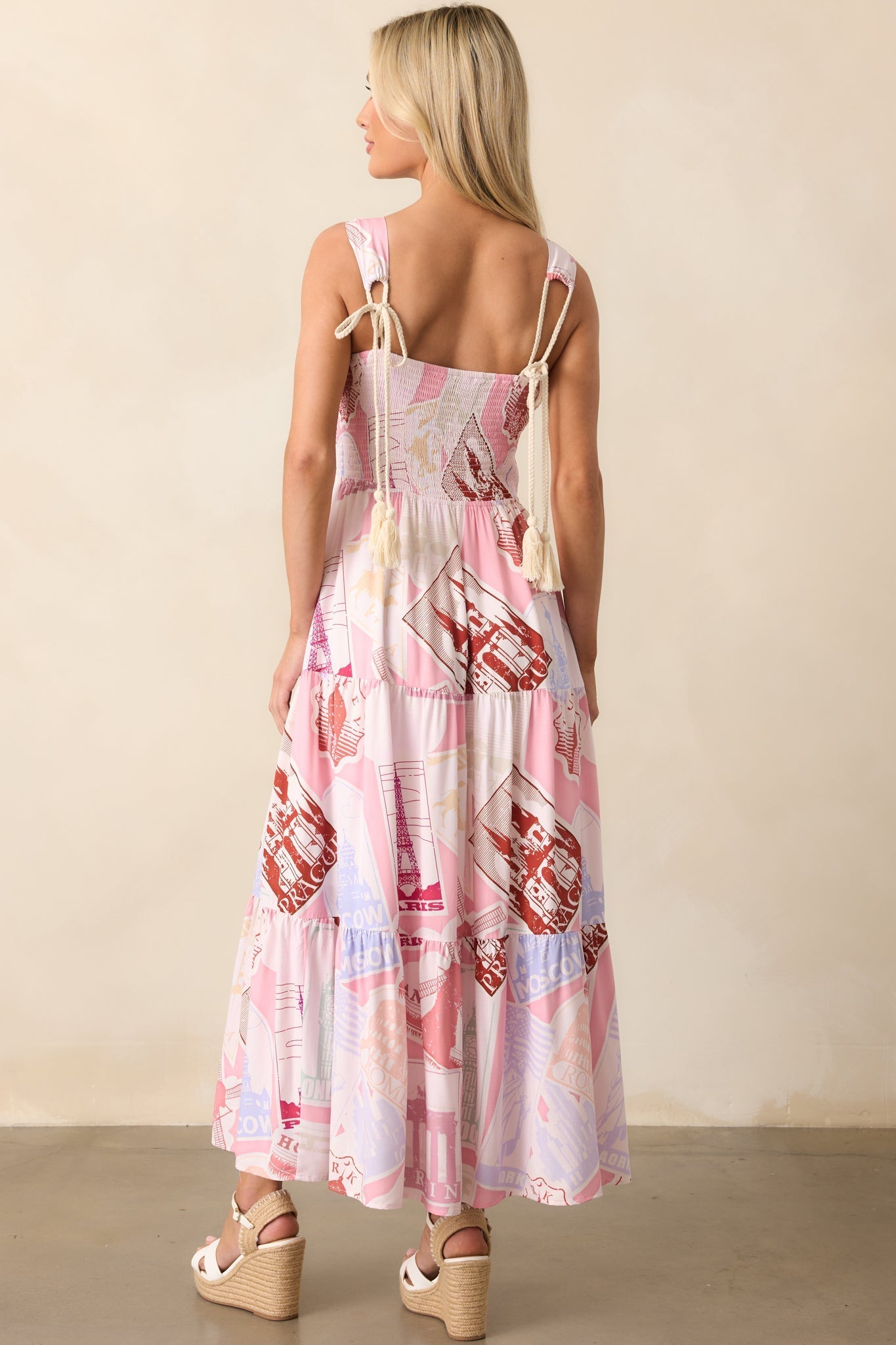 Adair Passport Print Pink Midi Dress