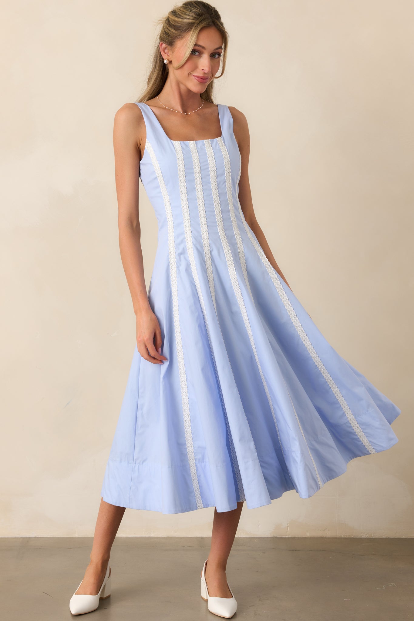 Bancroft Baby Blue Cotton Midi Dress