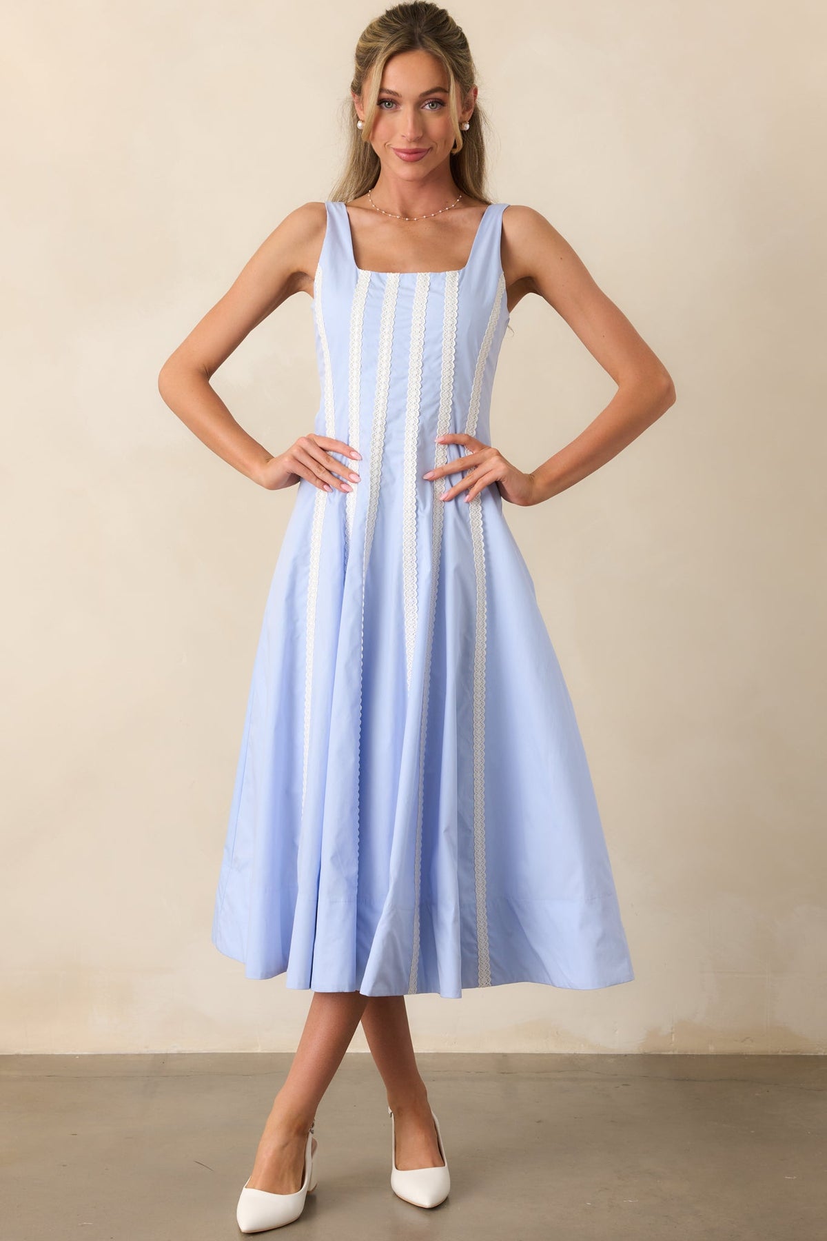 Bancroft Baby Blue Cotton Midi Dress