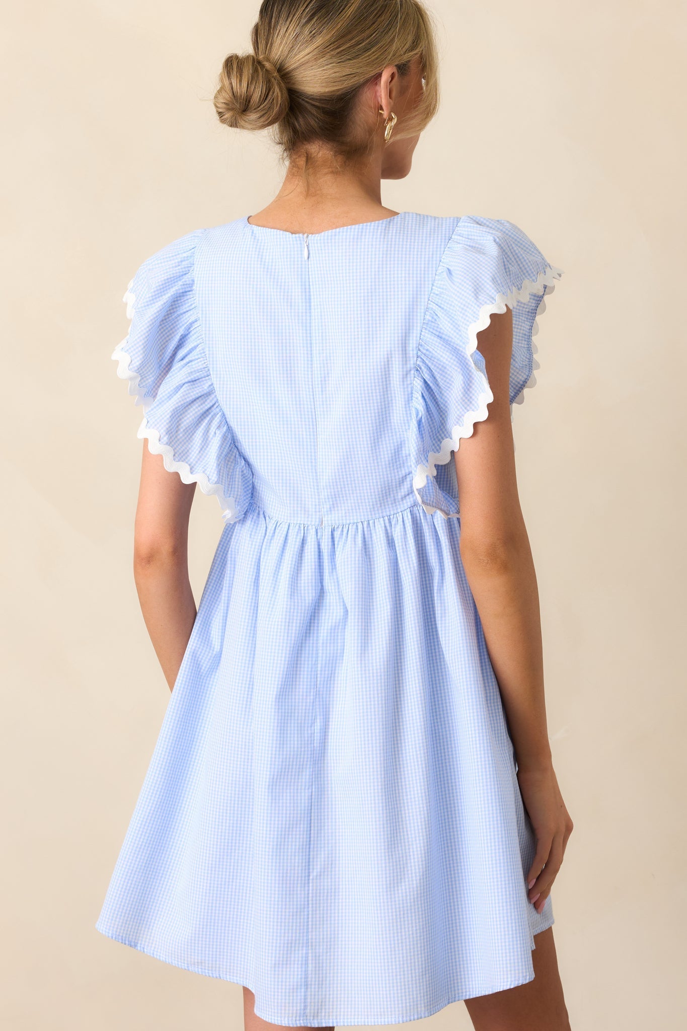 Fairchild Blue Micro Gingham Cotton Mini Dress