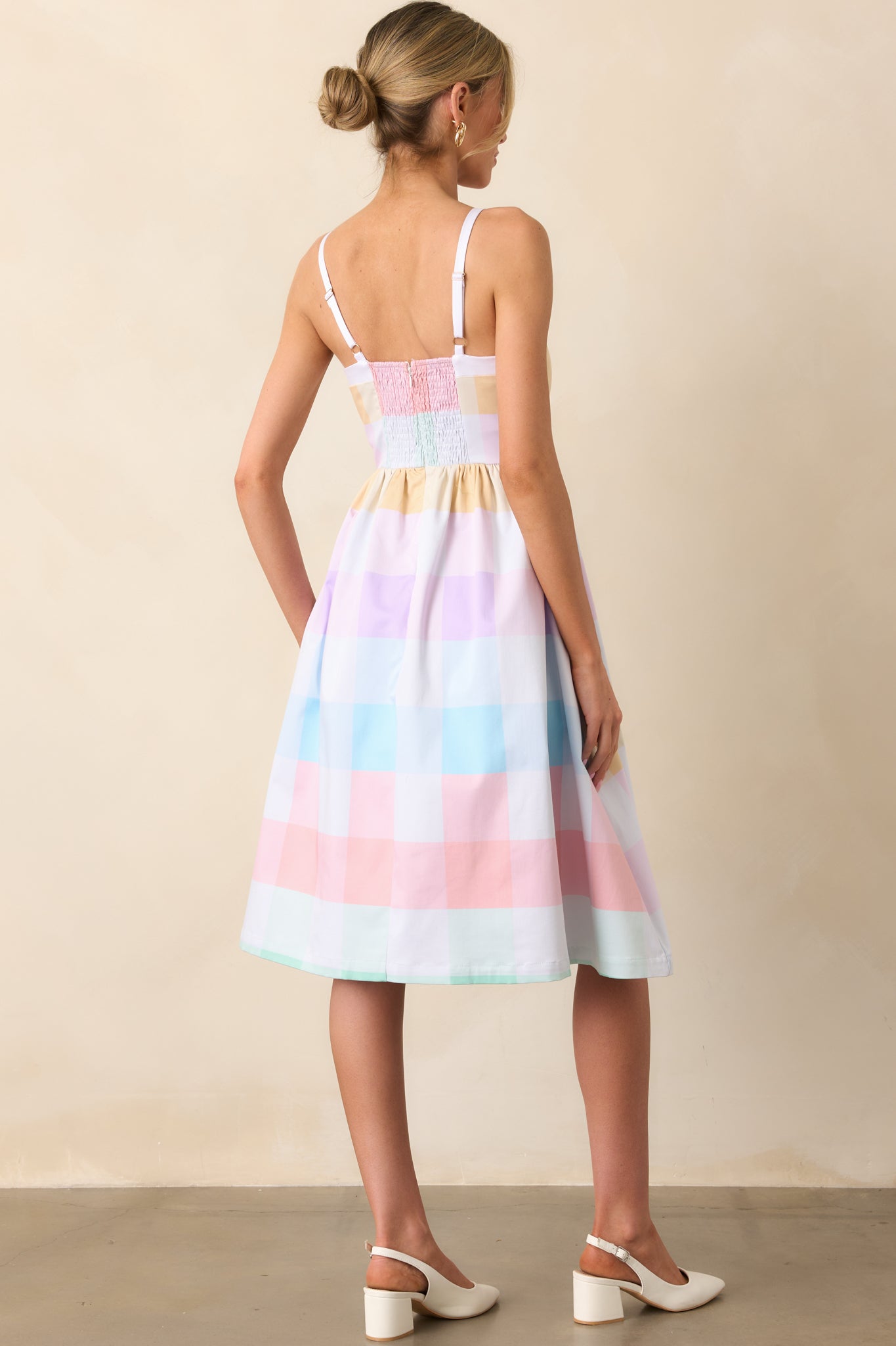 Kensington Easter Soiree Plaid Cotton Midi Dress