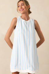 York Bonnet Blue Stripe Scallop Shift Dress