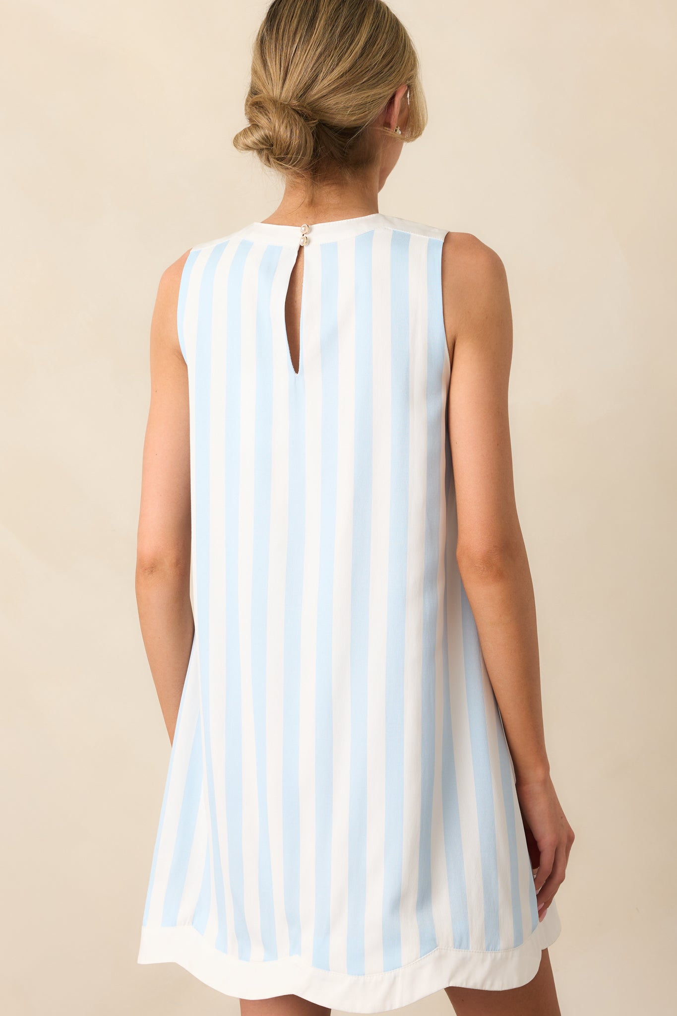 York Bonnet Blue Stripe Scallop Shift Dress