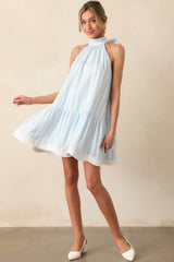 Gatsby Bonnet Blue Stripe Scalloped Swing Dress