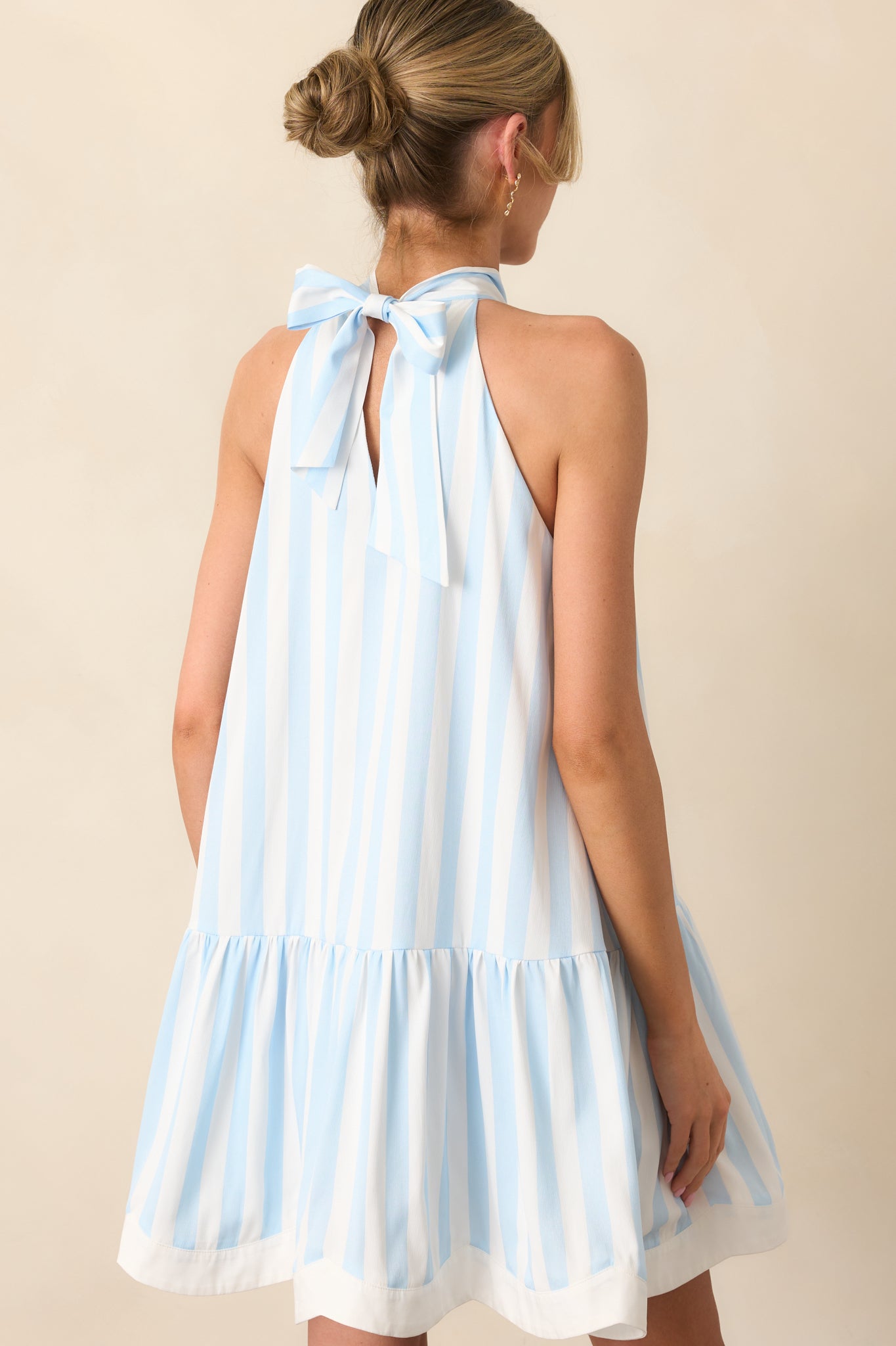 Gatsby Bonnet Blue Stripe Scalloped Swing Dress