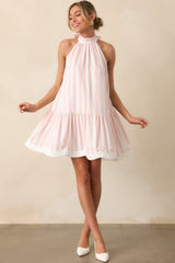 Gatsby Azalea Pink Stripe Scalloped Swing Dress