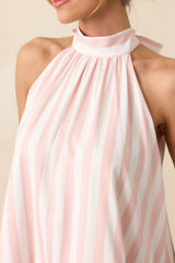Gatsby Azalea Pink Stripe Scalloped Swing Dress