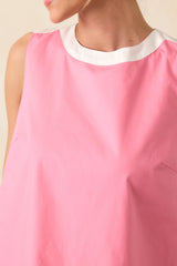 York Geranium Pink Scallop Cotton Shift Dress