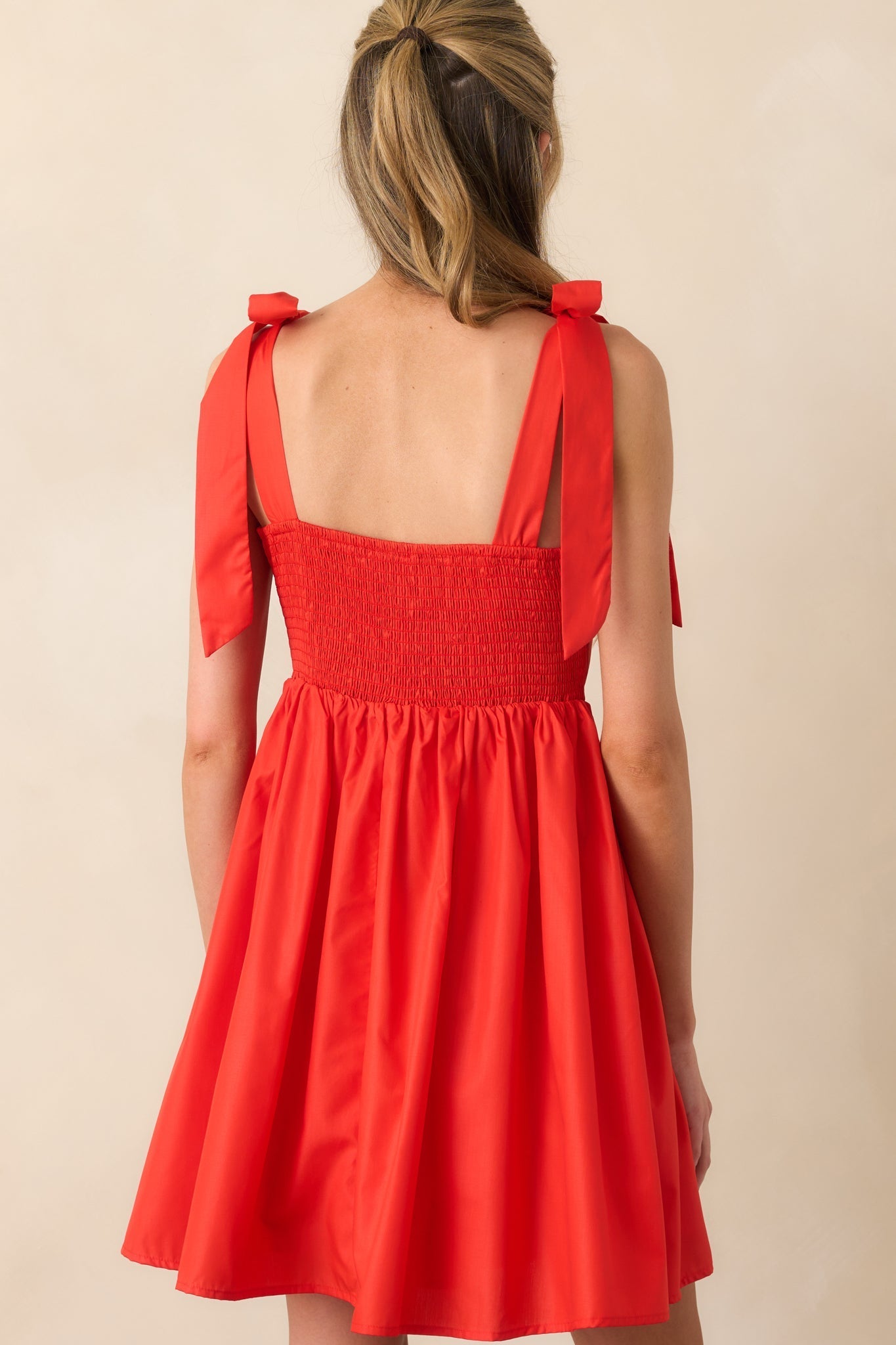 Love Without Limits Red Bow Strap Mini Dress