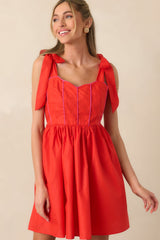 Love Without Limits Red Bow Strap Mini Dress