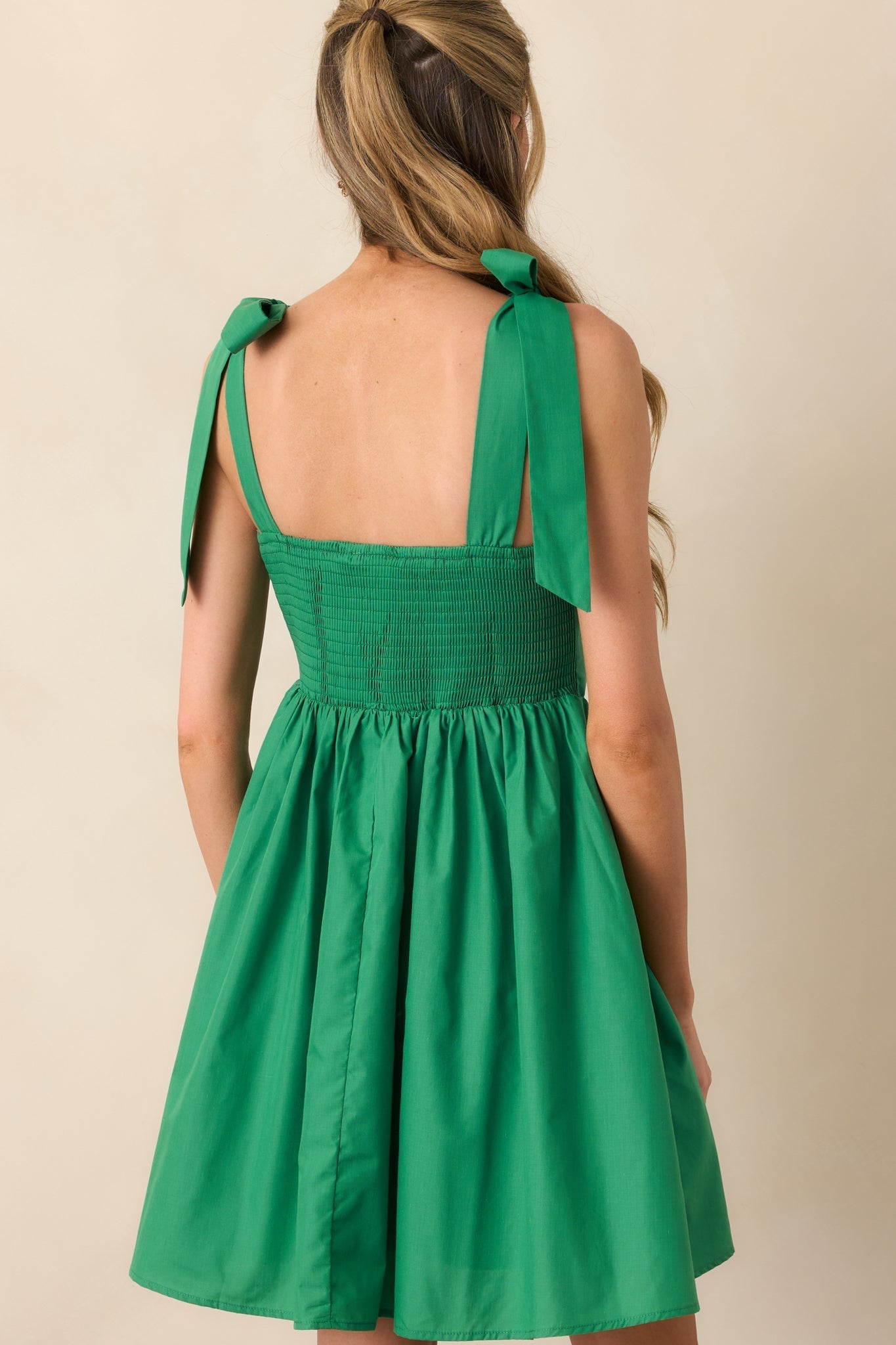 Love Without Limits Kelly Green Bow Strap Mini Dress