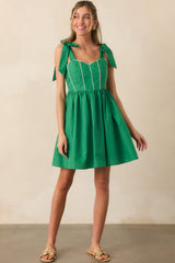 Love Without Limits Kelly Green Bow Strap Mini Dress
