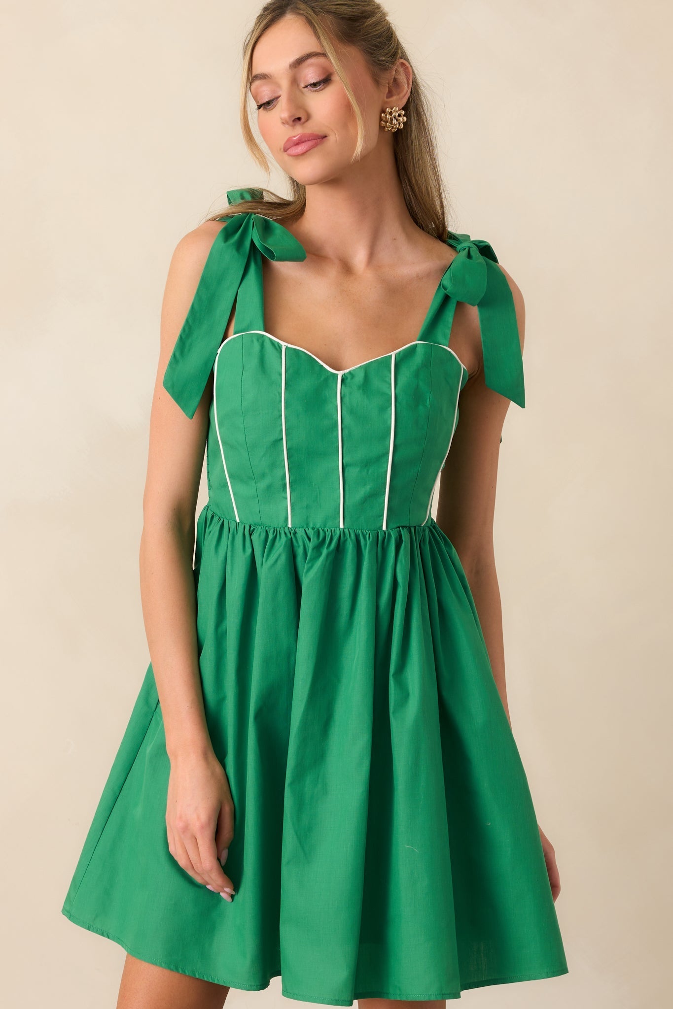 Love Without Limits Kelly Green Bow Strap Mini Dress