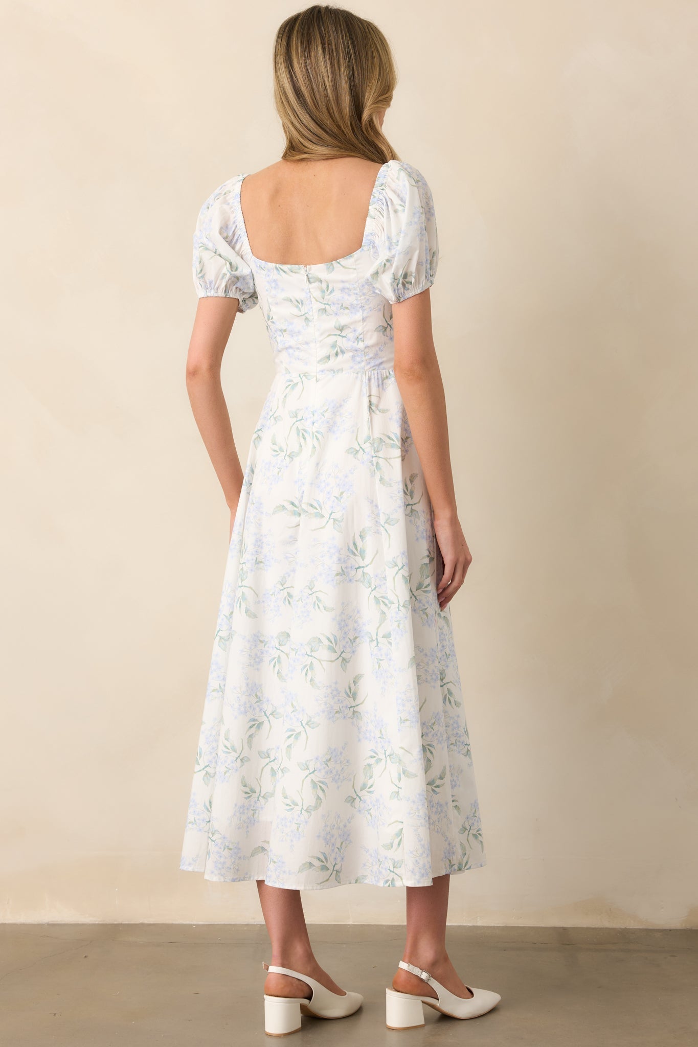 A Fresh Start Light Blue Floral Puff Sleeve Maxi Dress