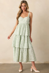 In The Wildflowers Mint Green Floral Tiered Maxi Dress