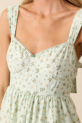 In The Wildflowers Mint Green Floral Tiered Maxi Dress