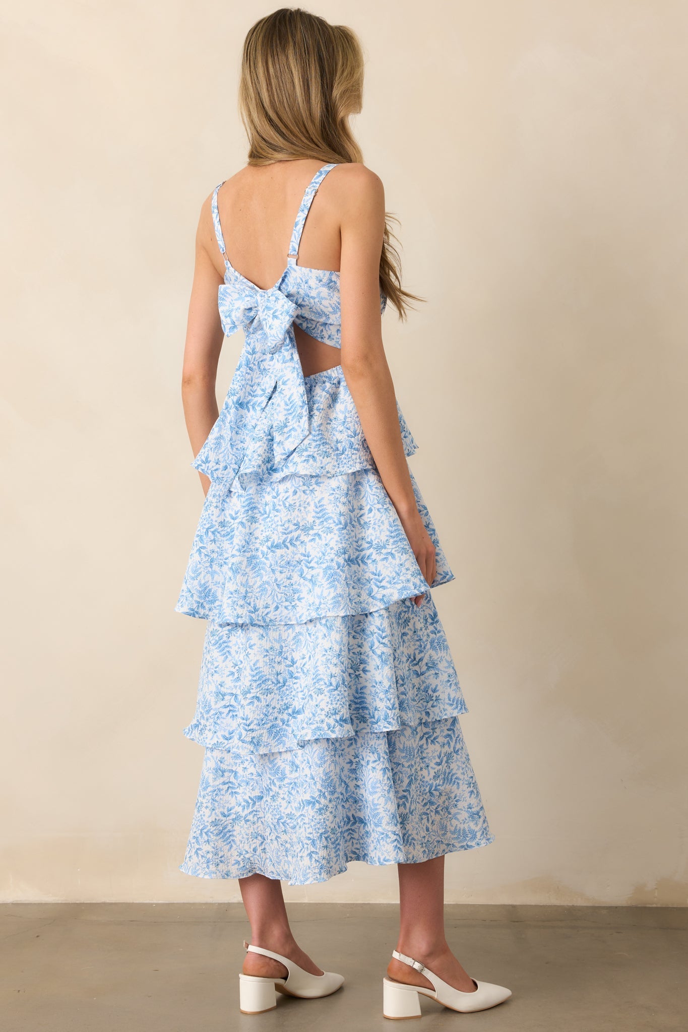 Little Bit Of Sunshine Blue Floral Tiered Maxi Dress
