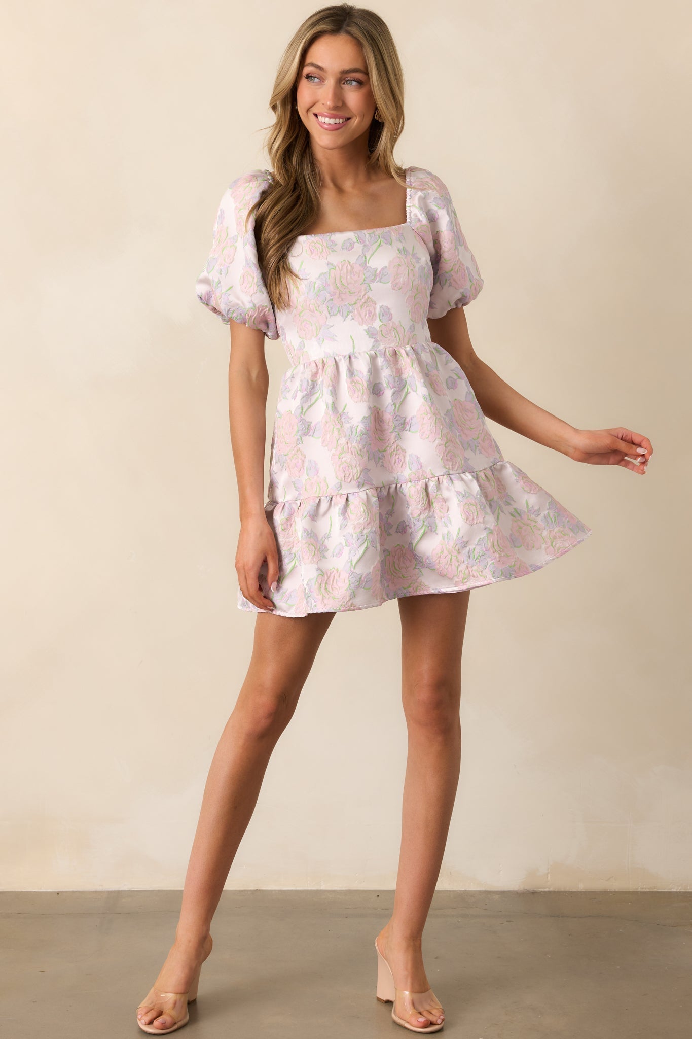 Once Upon A Time Lavender Floral Jacquard Mini Dress