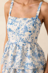 Happy To Be Here Blue Floral Embroidered Eyelet Maxi Dress