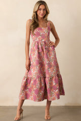 Anything Is Possible Mauve Floral Jacquard Maxi Dress