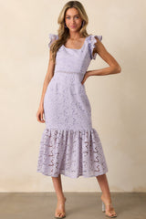 A Novel Approach Lavender Floral Embroidered Midi Dress
