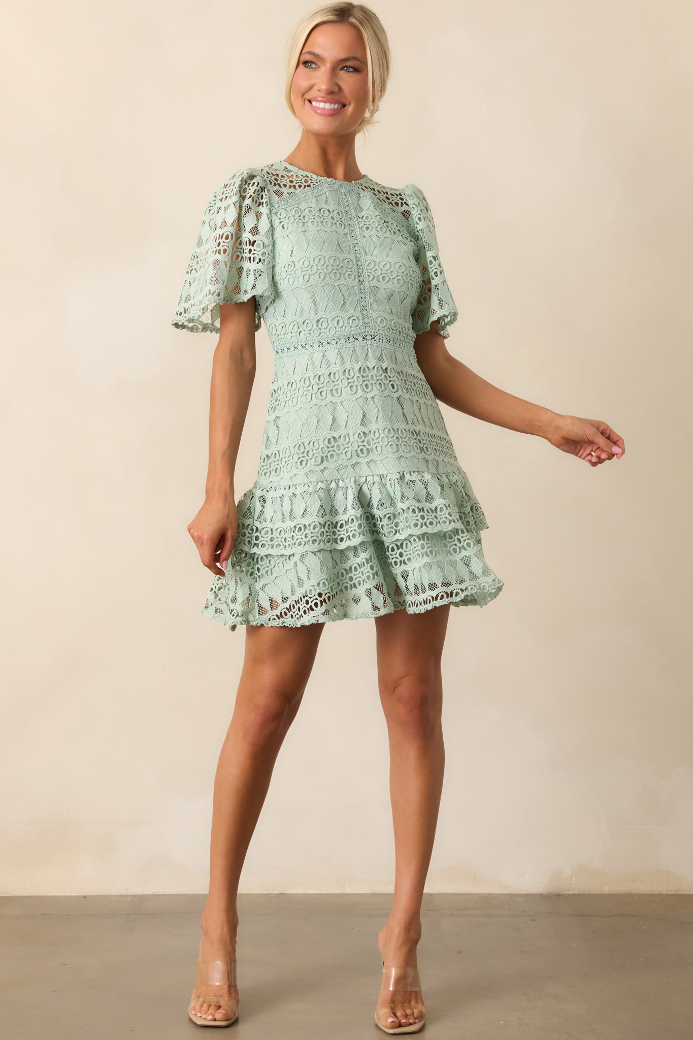 Perfect Ending Mint Green Embroidered Eyelet Mini Dress