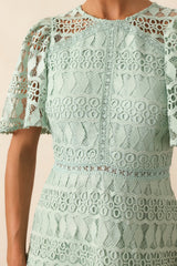 Perfect Ending Mint Green Embroidered Eyelet Mini Dress