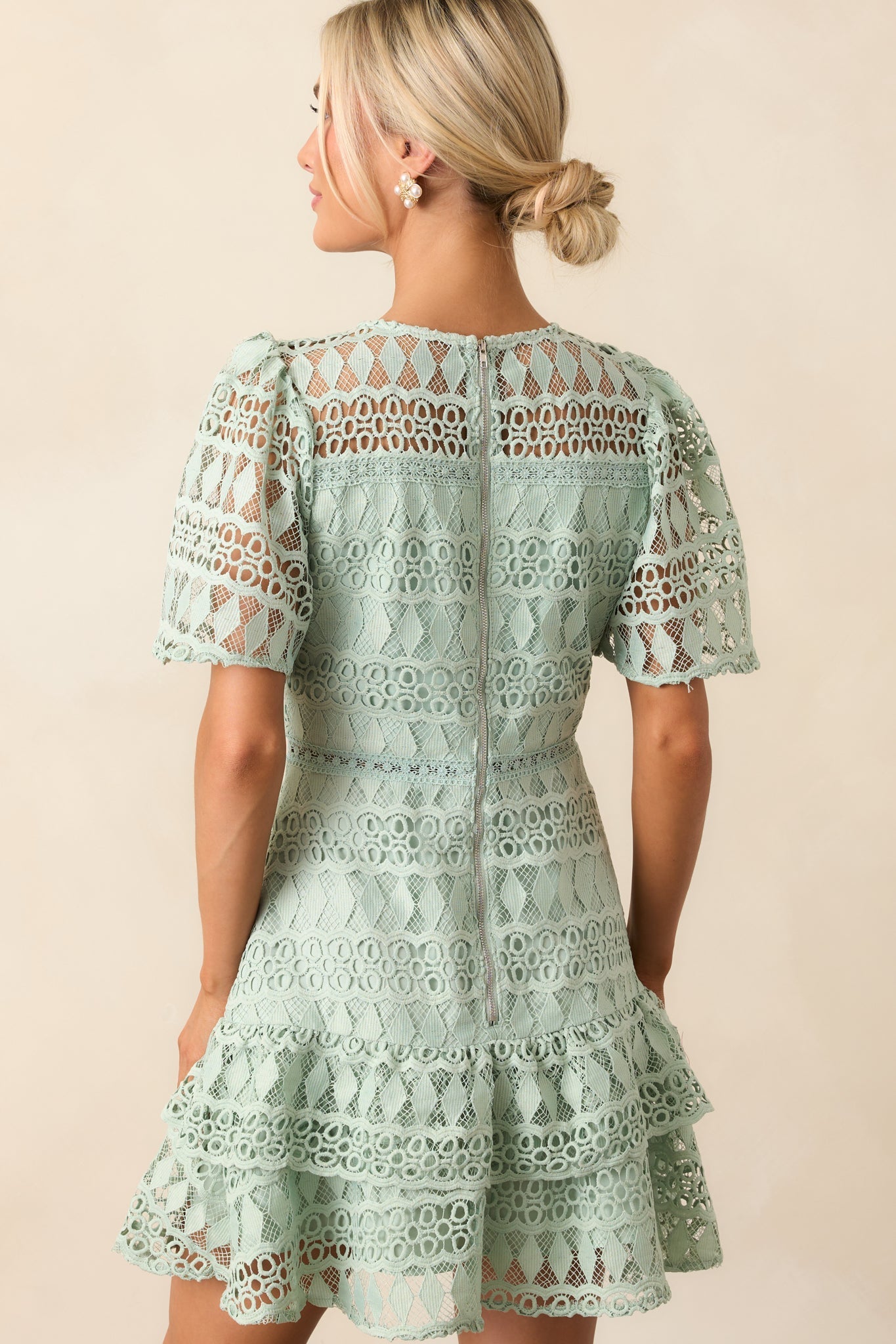 Perfect Ending Mint Green Embroidered Eyelet Mini Dress