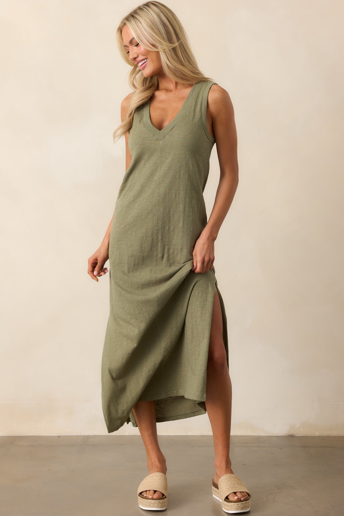 Z Supply Avocado Green Palisades Midi Dress