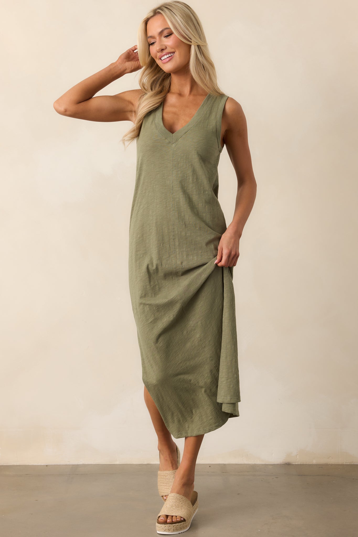 Z Supply Avocado Green Palisades Midi Dress