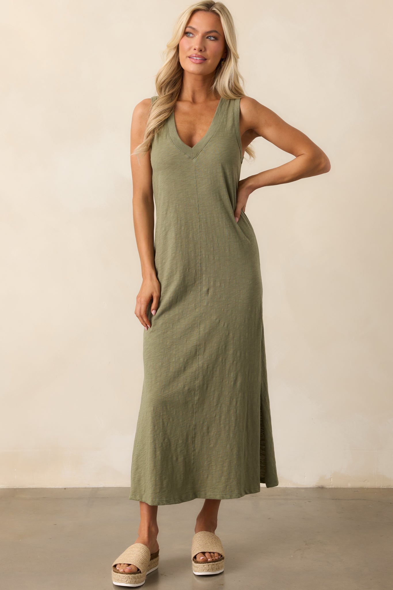 Z Supply Avocado Green Palisades Midi Dress