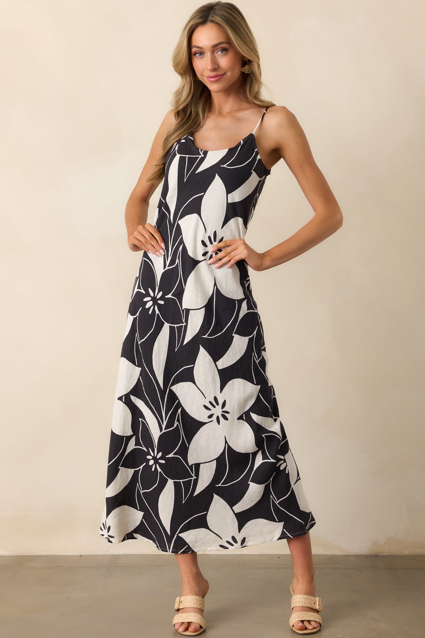 Z Supply Black Floral Cecily Madero Maxi Dress
