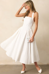 The Sweetest Thing White Cotton Halter Drop Waist Maxi Dress