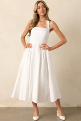 The Sweetest Thing White Cotton Halter Drop Waist Maxi Dress