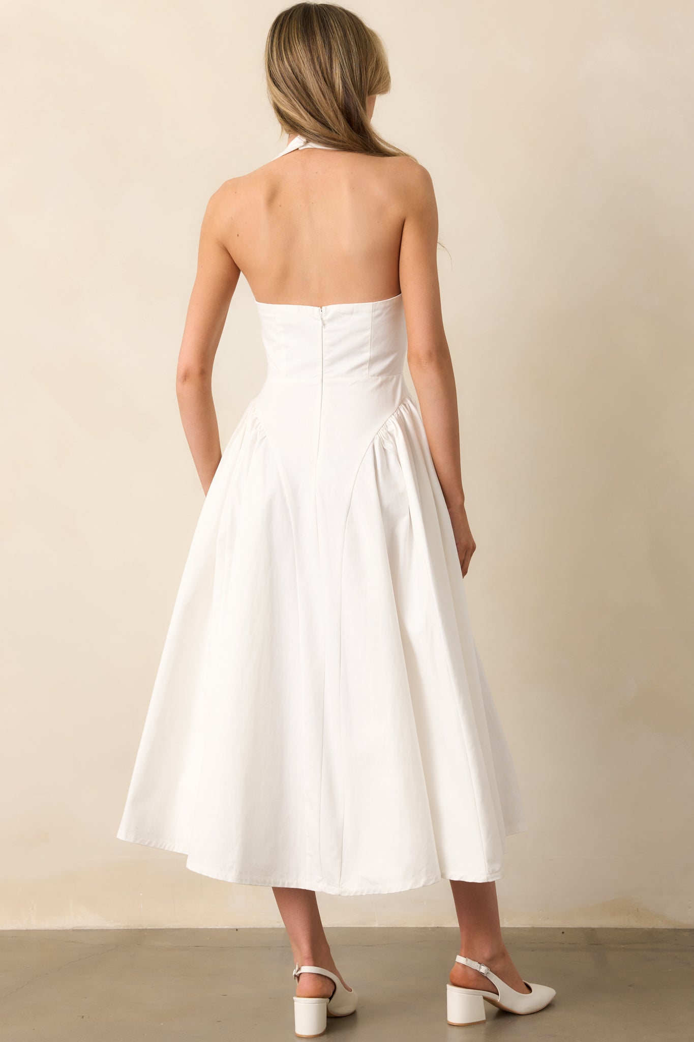 The Sweetest Thing White Cotton Halter Drop Waist Maxi Dress