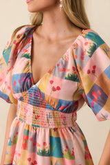 You're Right On Time Blush Pink Floral Plaid Maxi Dress