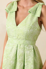 Margaret Chartreuse Floral Jacquard Midi Dress