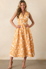Sunkissed Society Orange Floral Jacquard Midi Dress